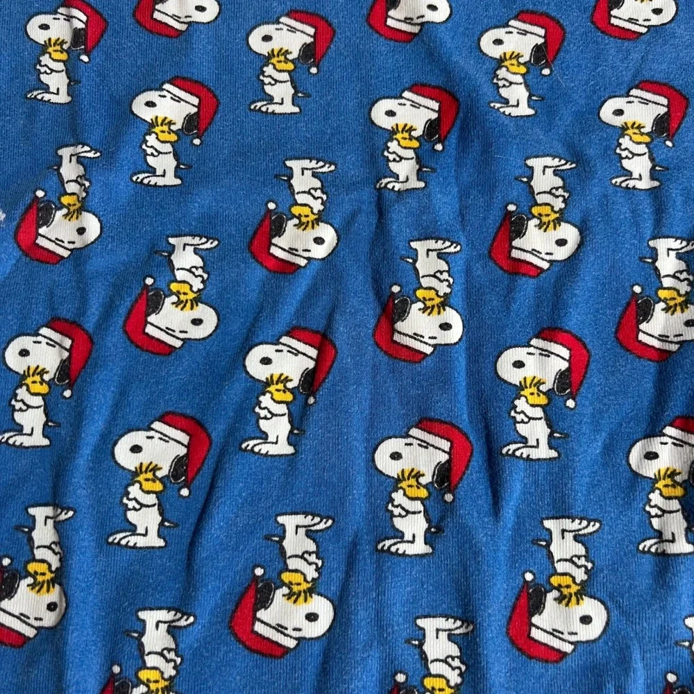 Hanna Andersson 140 (10) Peanuts Snoopy Christmas Long John Pajamas Blue Organic